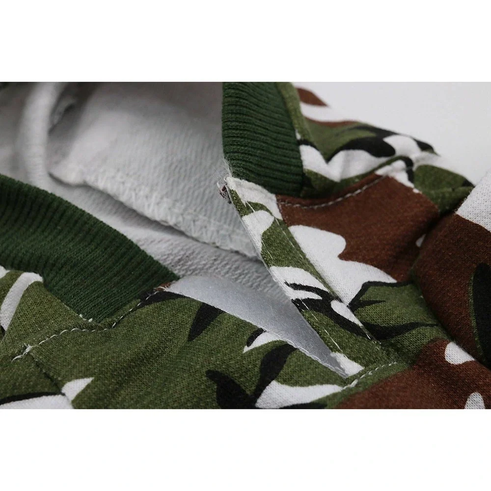 Camouflage Pet Hoodie Green Brown Camo Puppy Dog Sweatshirt Large 8.8lb-13.2lb